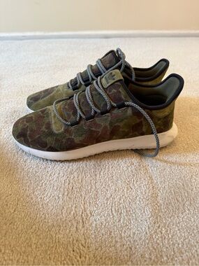 adidas Camouflage Knit Runner Sneakers in Olive and Brown